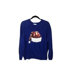 Bassett walker women's sweatshirt with Christmas sequent Santa hat extra large
